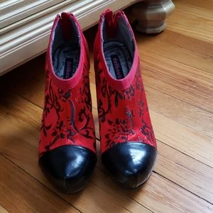Red and black high heel shoes